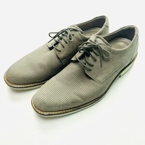 Ecco Shoes Mens 8 Brownish Gray Biarritz Perforated Suede Lace Up Derby